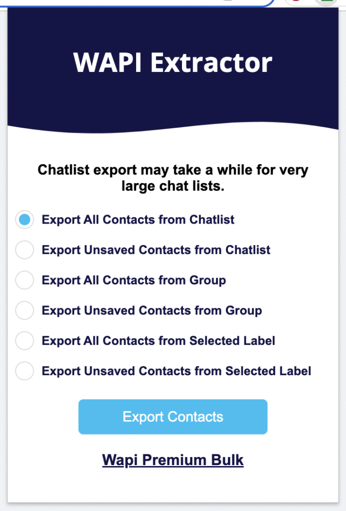 Wapi Extractor para exportar contactos de WhatsApp
